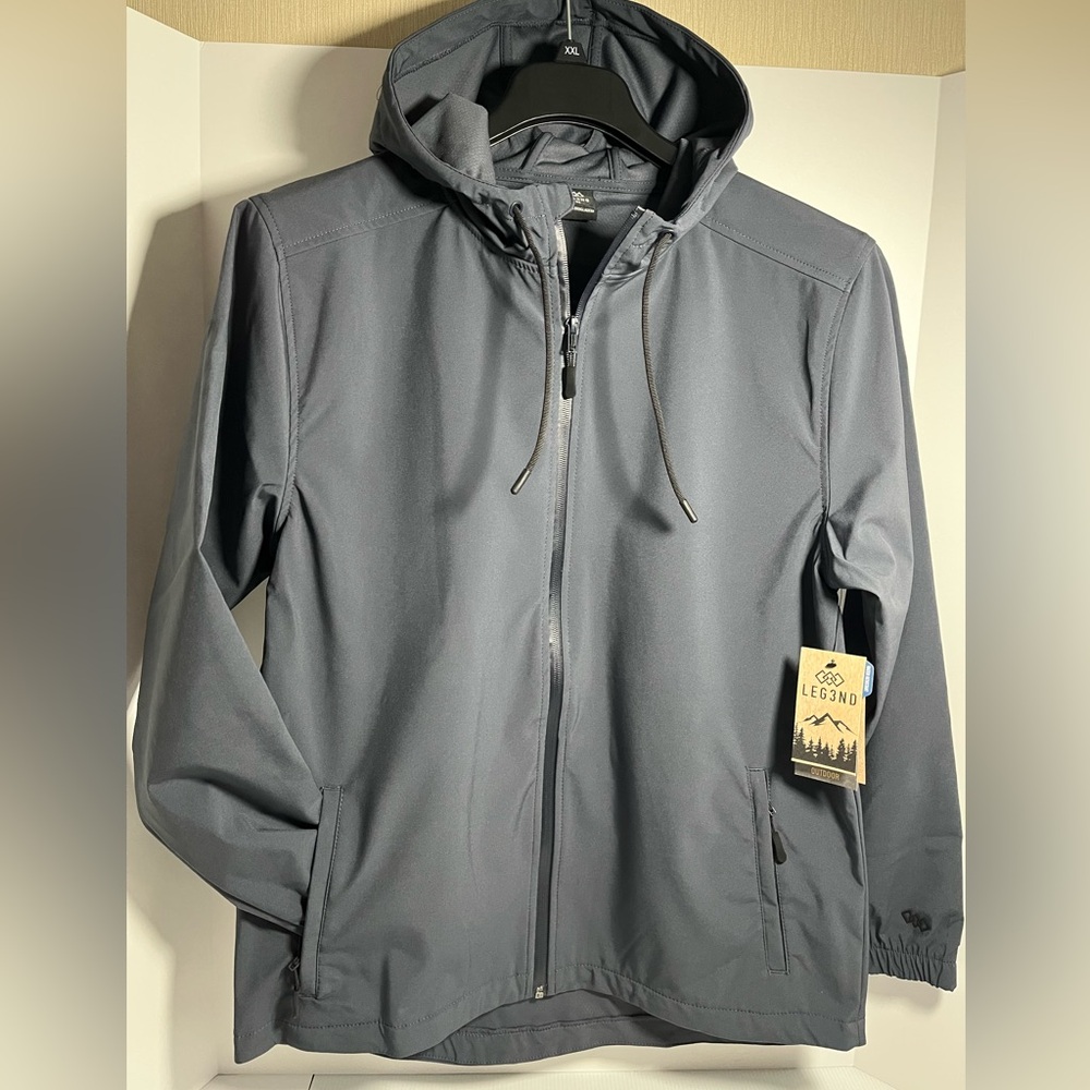 LEG3ND STRETCH FULL ZIP LONG SLEEVE WATER-RESISTANT UNLINED HOODED JACKET